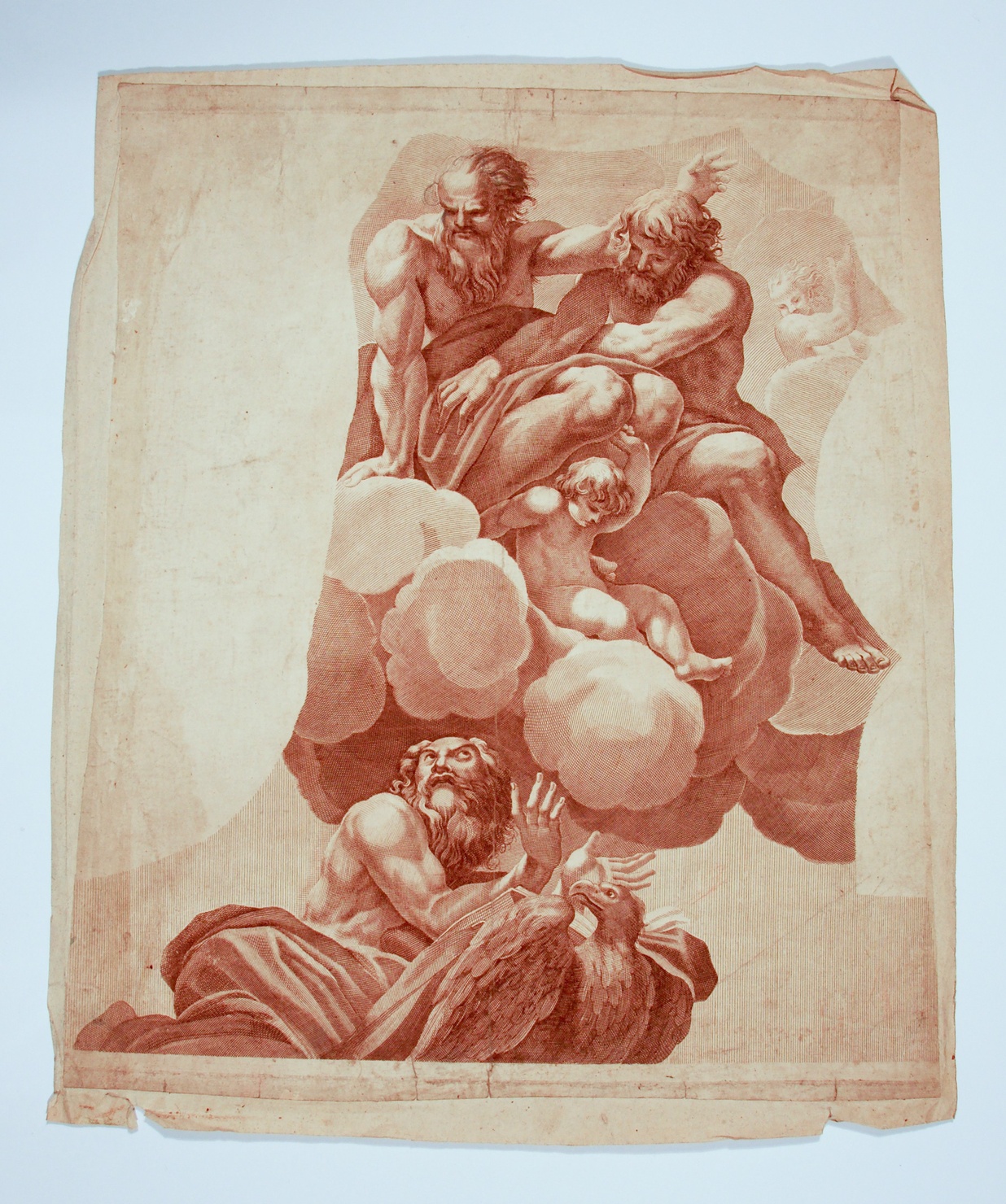 Visione di San Giovanni Evangelista a Patmos: San Bartolomeo e San Mattia (stampa) di Allegri Antonio detto Correggio - ambito parmense (metà sec. XIX)