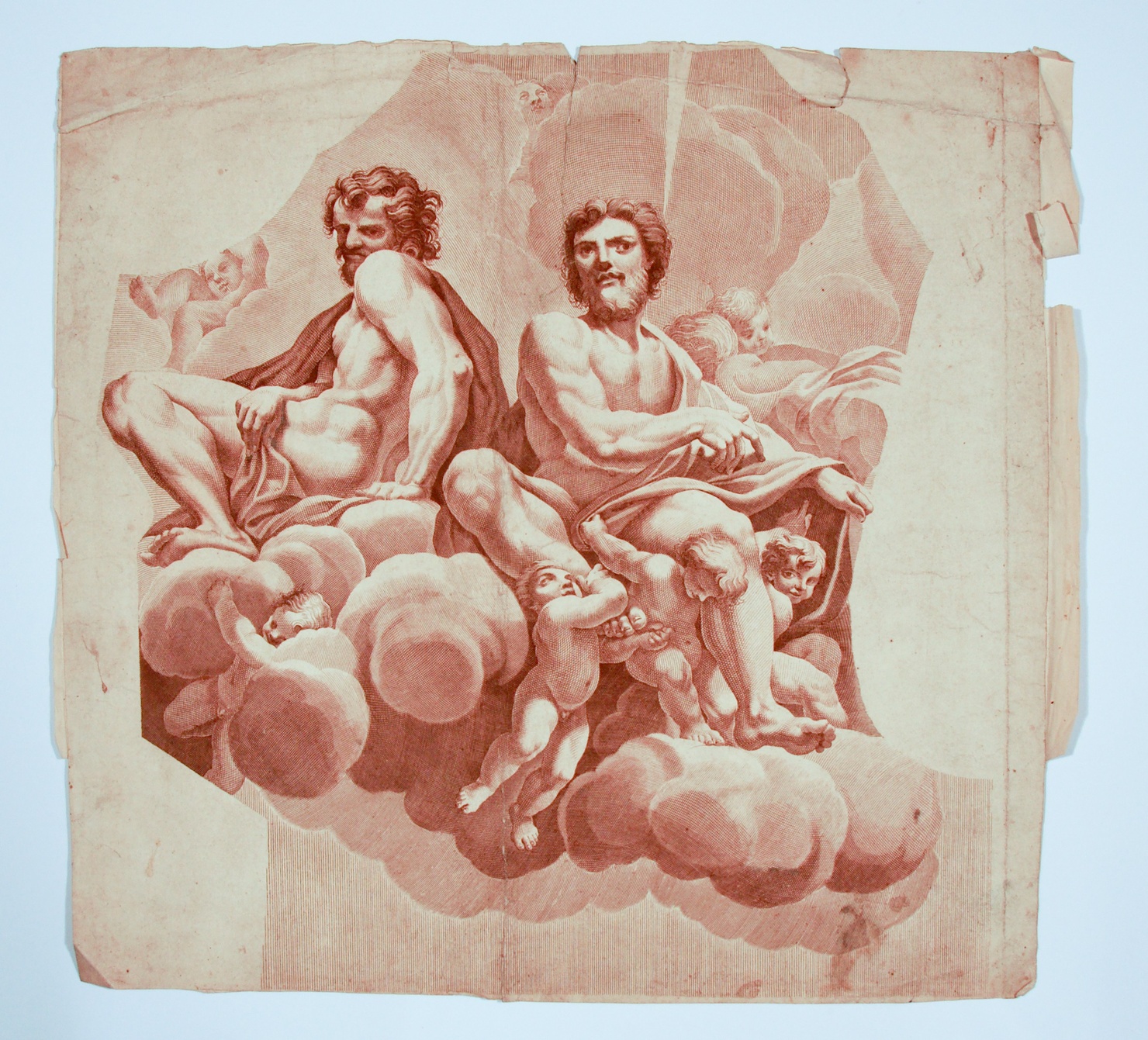 Visione di San Giovanni Evangelista a Patmos: San Filippo e San Taddeo (stampa) di Allegri Antonio detto Correggio - ambito parmense (metà sec. XIX)