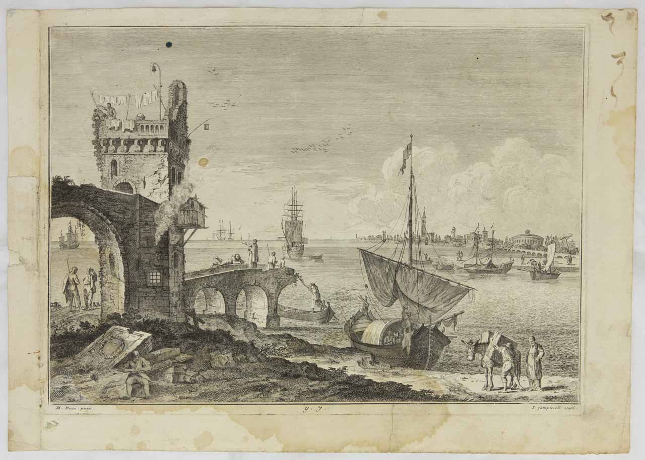 paesaggio d'invenzione (stampa, serie) di Giampiccoli Giuliano, Ricci Marco - ambito veneto (metà XVIII)