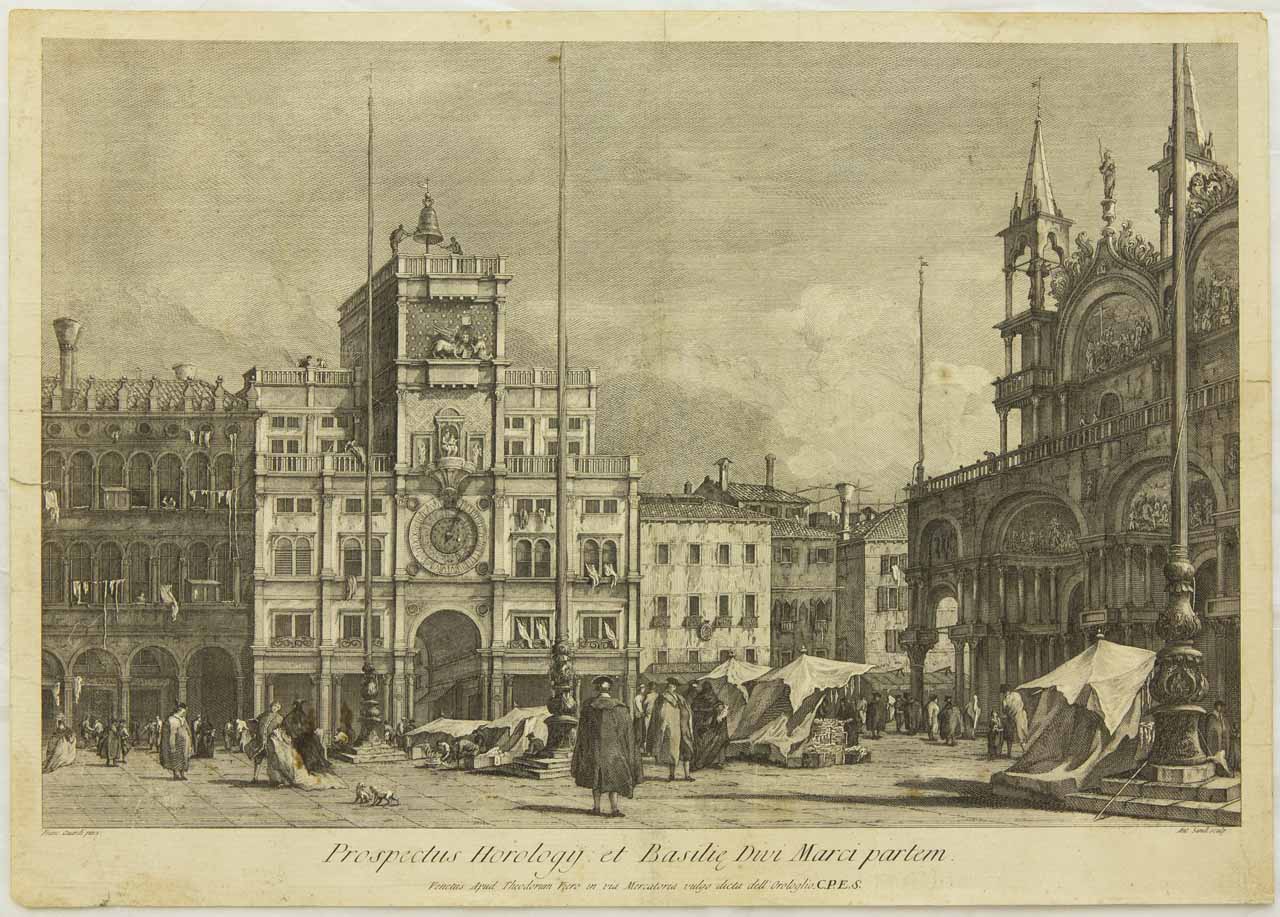 Prospectus Horologij : et Basilie Divi Marci partem, La Torre dell'Orologio (stampa, serie) di Sandi Antonio, Guardi Francesco - ambito veneto (ultimo quarto XVIII)