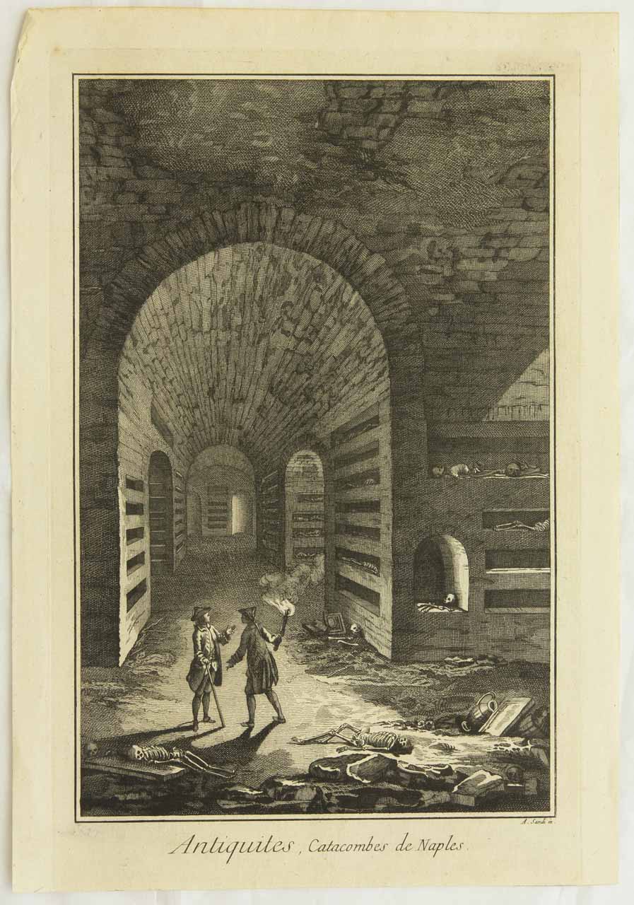 Antiquites, Catacombes de Naples, Catacombe di Napoli (stampa, elemento d'insieme) di Sandi Antonio - ambito veneto (seconda metà XVIII)