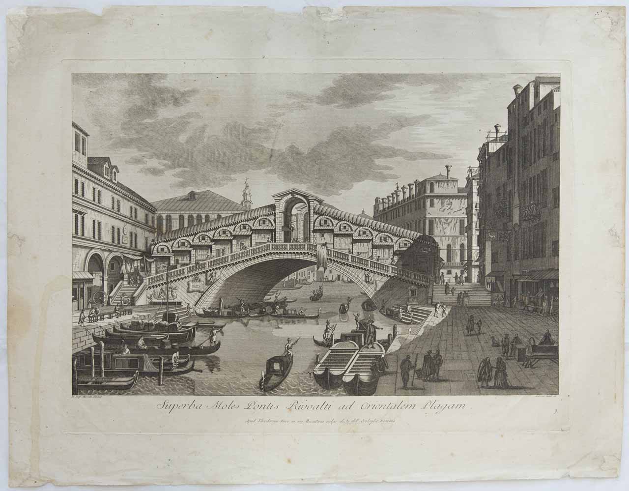 Superba Moles Pontis Rivoalti ad Orientalem Plagam, Il ponte di Rialto (stampa, serie) di Sandi Antonio, Giovanni Battista Moretti - ambito veneto (ultimo quarto XVIII)