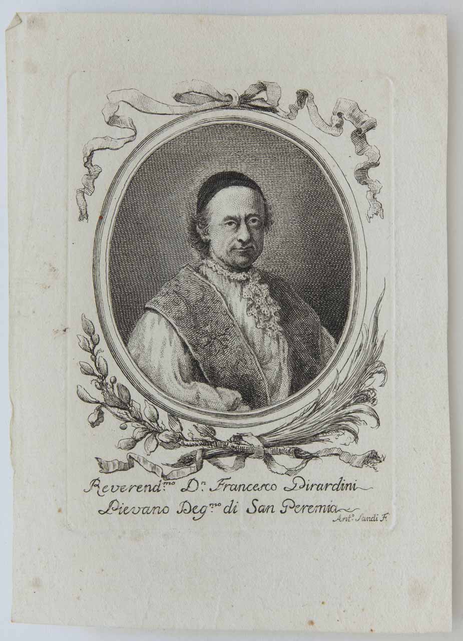 Reverend:mo D.n Francesco Dirardini, Don Francesco Dirardini (stampa) di Sandi Antonio - ambito veneto (metà/ inizio XVIII/XIX)