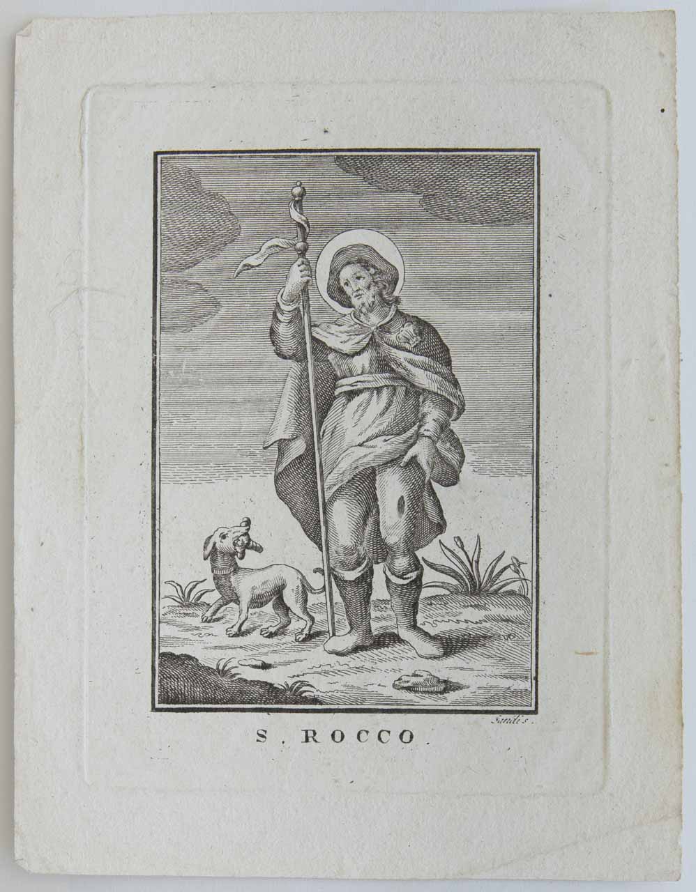 S. Rocco, San Rocco (stampa) di Sandi Antonio - ambito veneto (metà/ inizio XVIII/XIX)