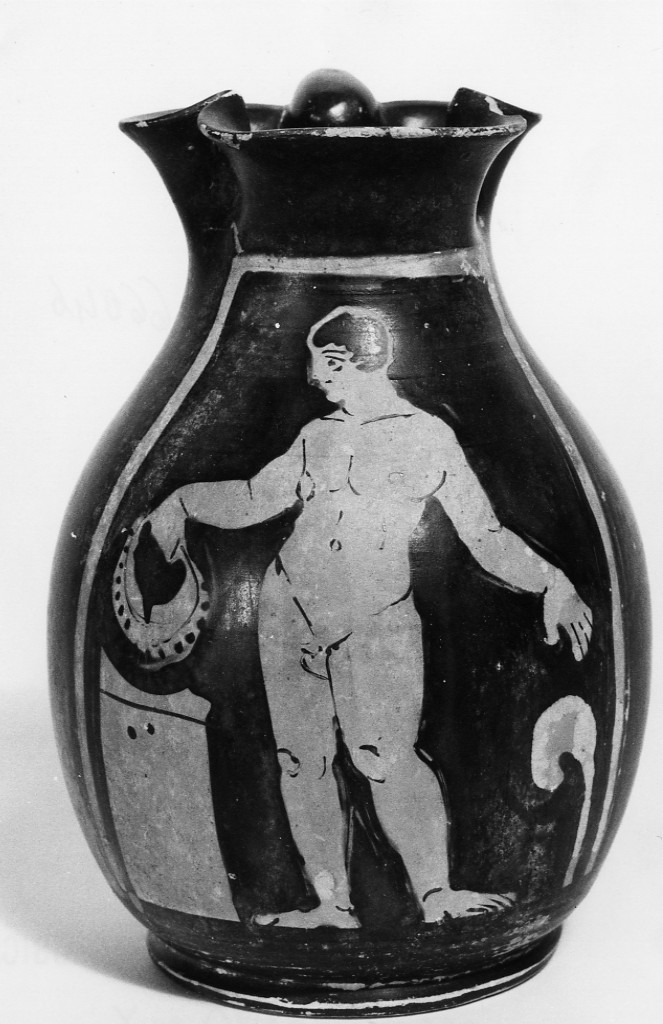 oinochoe a bocca trilobata - fabbrica apula, officina del pittore del Truro (seconda metà sec. IV a.C)