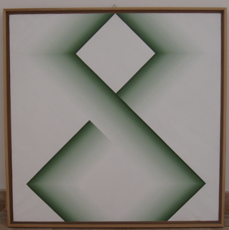 Struttura ambigua verde, soggetto assente (dipinto) di Fedi Fernanda (XX)