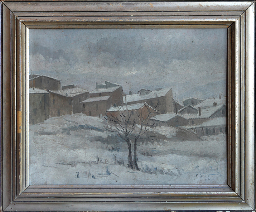 Mattino d'inverno, Paesaggio (dipinto) di Giocoli Michele (sec. XX d.C)