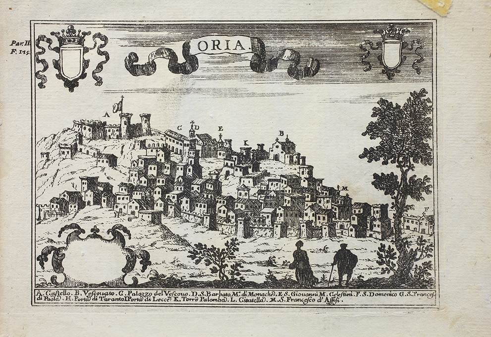 Veduta di Oria (stampa) di De Silva Francesco Cassiano (Secc. XVIII/ XIX)