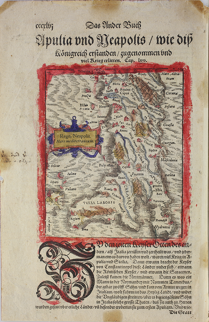 Carta del Regno di Napoli (stampa) di Munster, Sebastian (secc. XVI/ XVII)