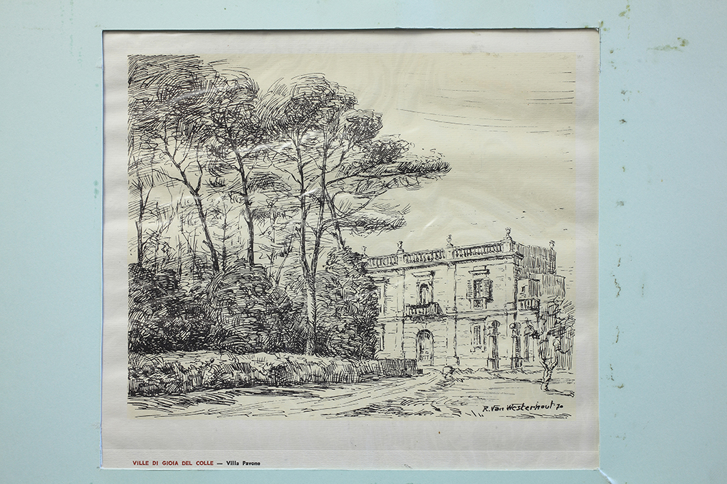 Gioia del Colle. Veduta di villa Pavone (stampa) di Van Westerhout Raffaele (sec. XX)