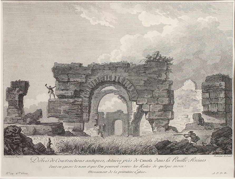 Canosa di Puglia. Rovine (stampa) di Desprez Louis Jean, De Ghendt Emmanuel Jean Nepomucene (secc. XVIII/ XIX)