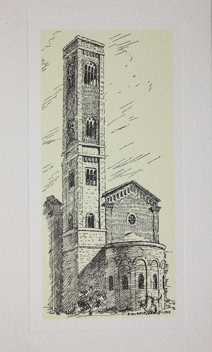 Campanili di Gioia del Colle. Chiesa dell'Immacolata, Gioia del Colle. Campanile (stampa) di Van Westerhout Raffaele (sec. XX)