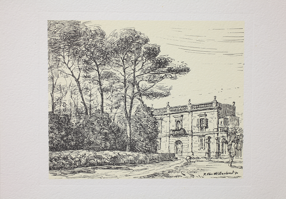 Gioia del Colle. Villa Pavone, Gioia del Colle. Villa Pavone (stampa) di Van Westerhout Raffaele (sec. XX)