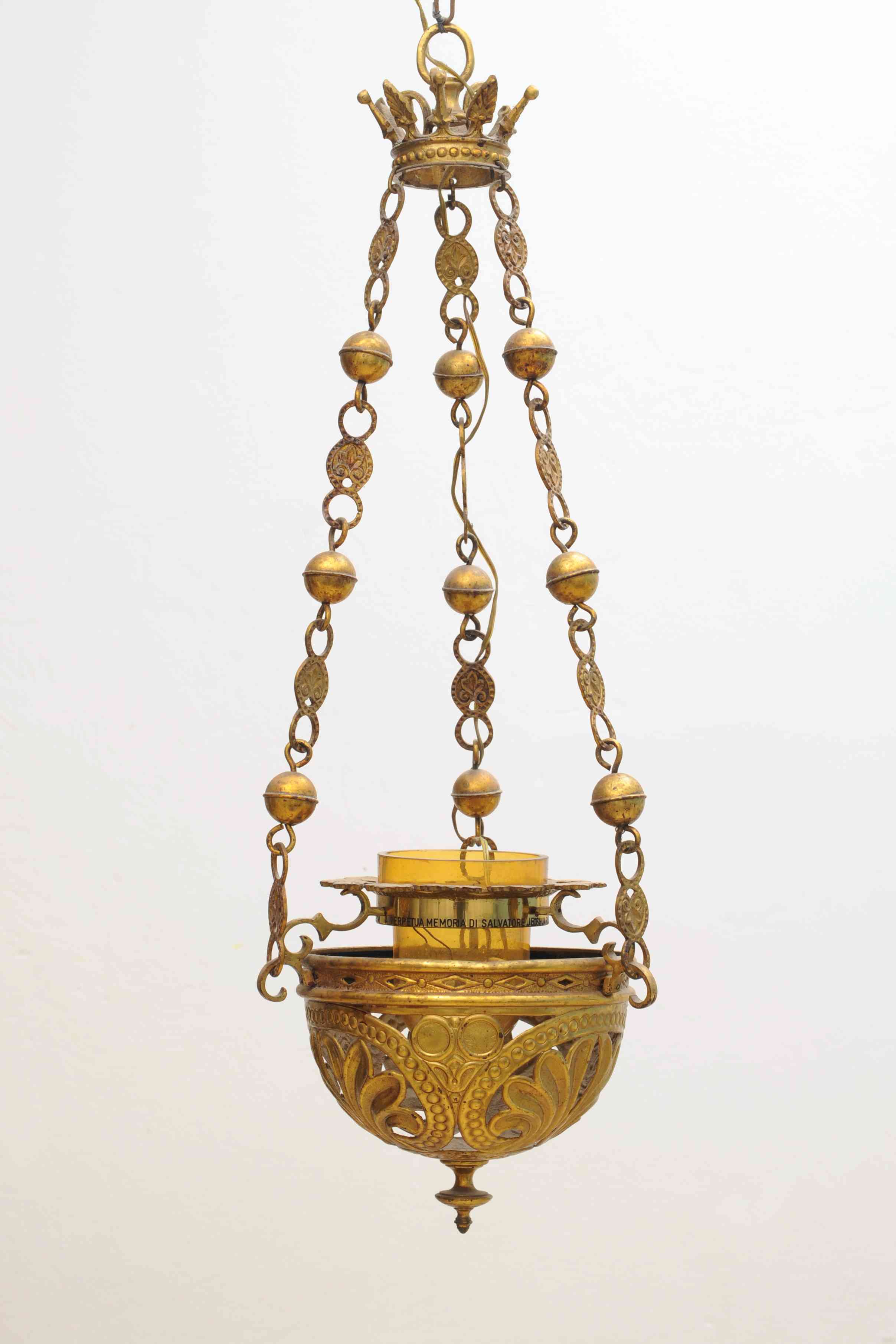 lampada pensile per sinagoga - bottega italiana (sec. XX)