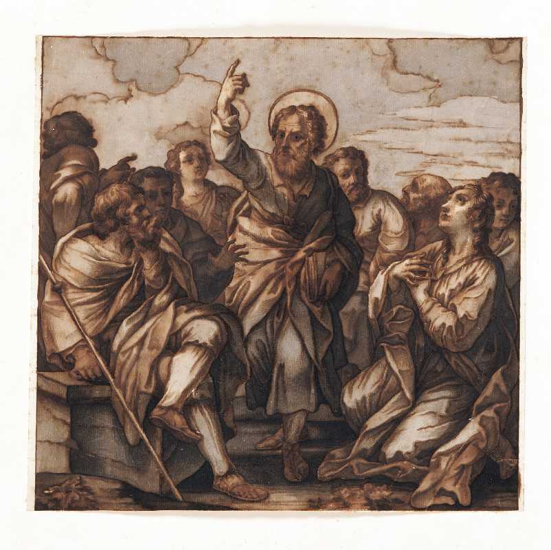 Predica di un apostolo, Predica di un apostolo (disegno) - ambito italiano (sec. XIX)