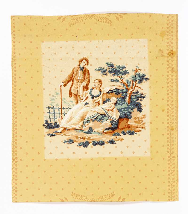 Coppia con infante, paesaggio con famiglia (stampa a colori) - ambito italiano (fine sec. XVIII)