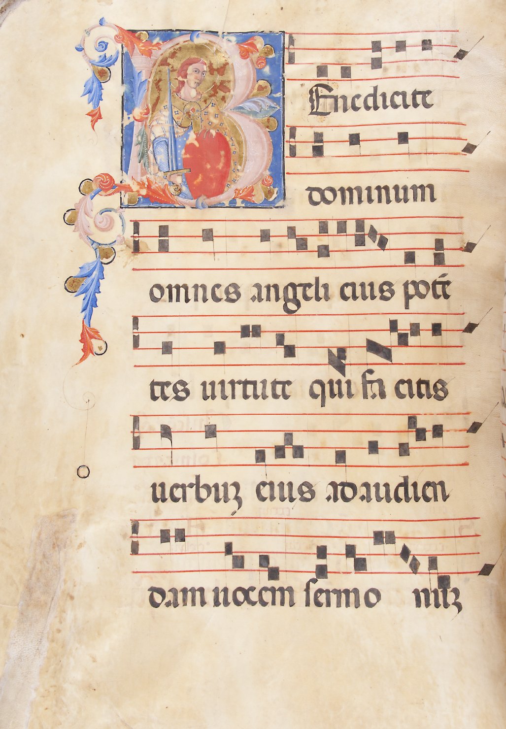 San Michele Arcangelo (miniatura, elemento d'insieme) di Maestro dei graduali (attribuito) - ambito pisano (ultimo quarto sec. XIV)