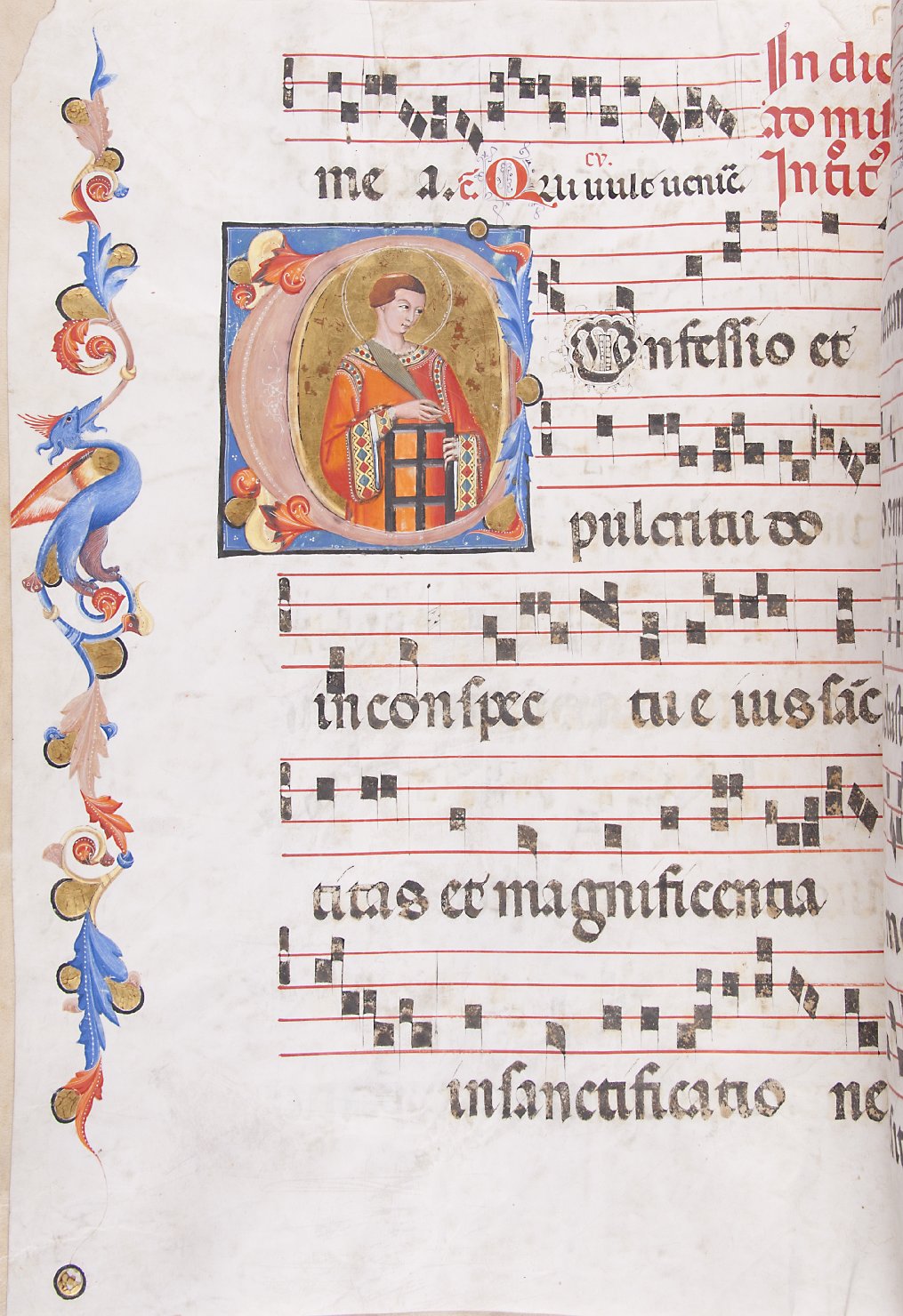 San Lorenzo (miniatura, elemento d'insieme) di Maestro dei graduali (attribuito) - ambito pisano (ultimo quarto sec. XIV)