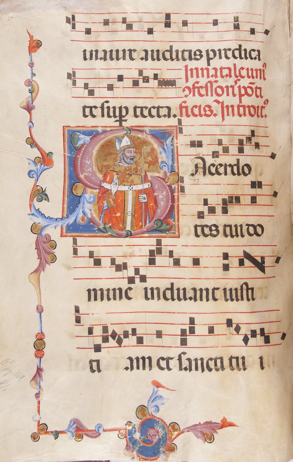 vescovo (miniatura, elemento d'insieme) di Maestro dei graduali (attribuito) - ambito pisano (ultimo quarto sec. XIV)