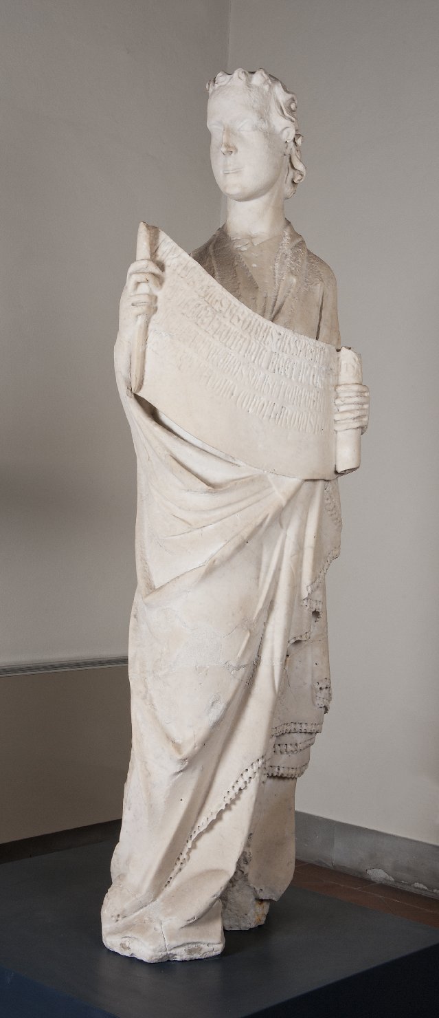 angelo con cartiglio (scultura, coppia) di Tino di Camaino (attribuito) (sec. XIV)