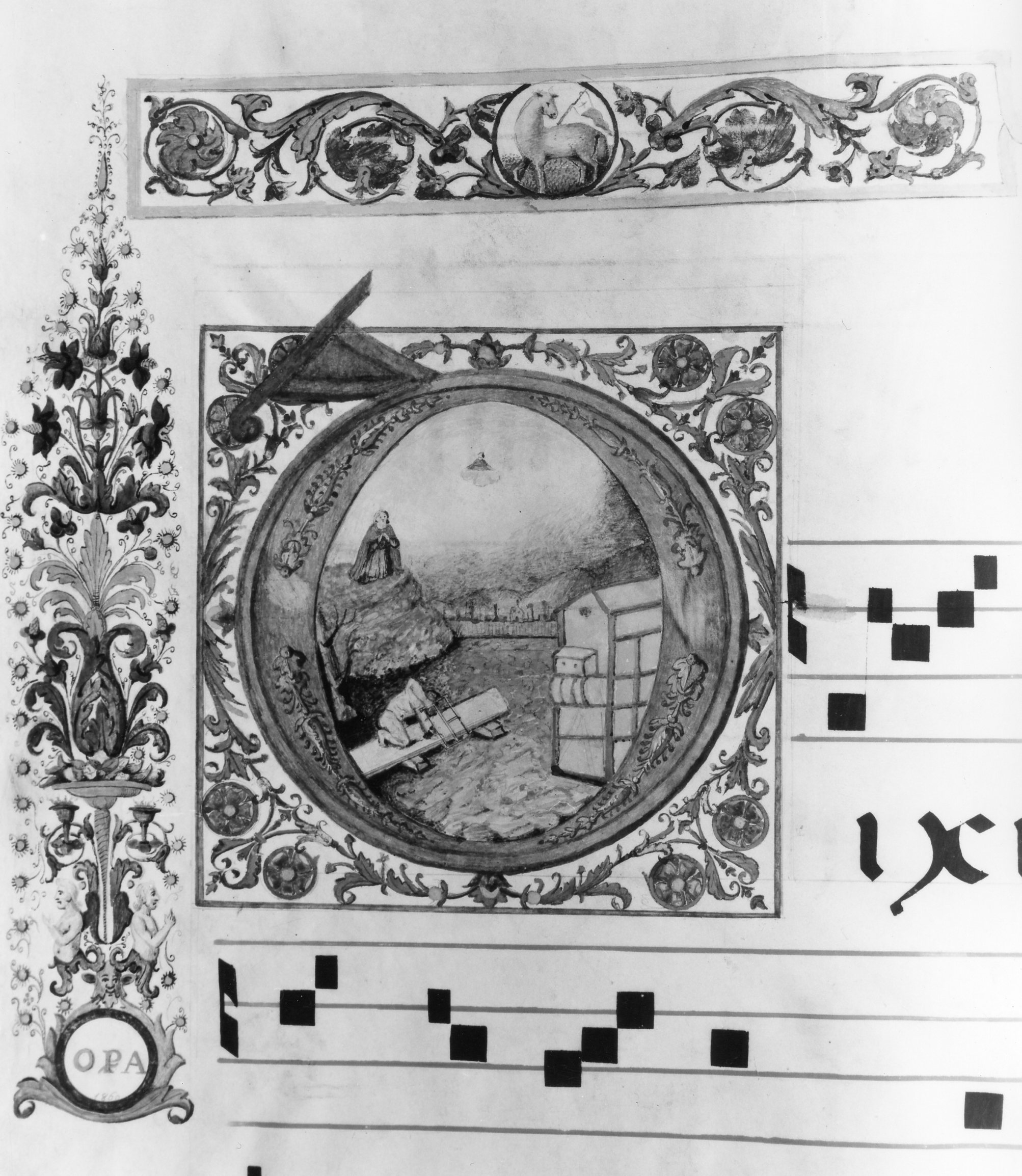 iniziali istoriate (miniatura, serie) di Monte di Giovanni del Fora (sec. XVI, secc. XVII/ XVIII)