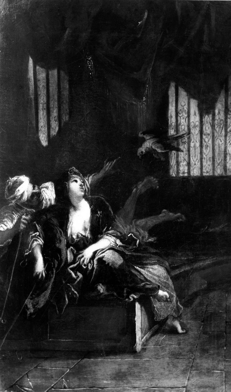 Coppia con pappagallo, scena turchesca (dipinto) di Rivière François (primo quarto sec. XVIII)