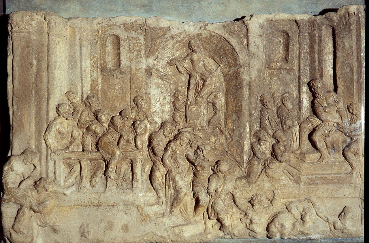 Cristo davanti a Pilato (rilievo) di Rossi Vincenzo de' (sec. XVI)