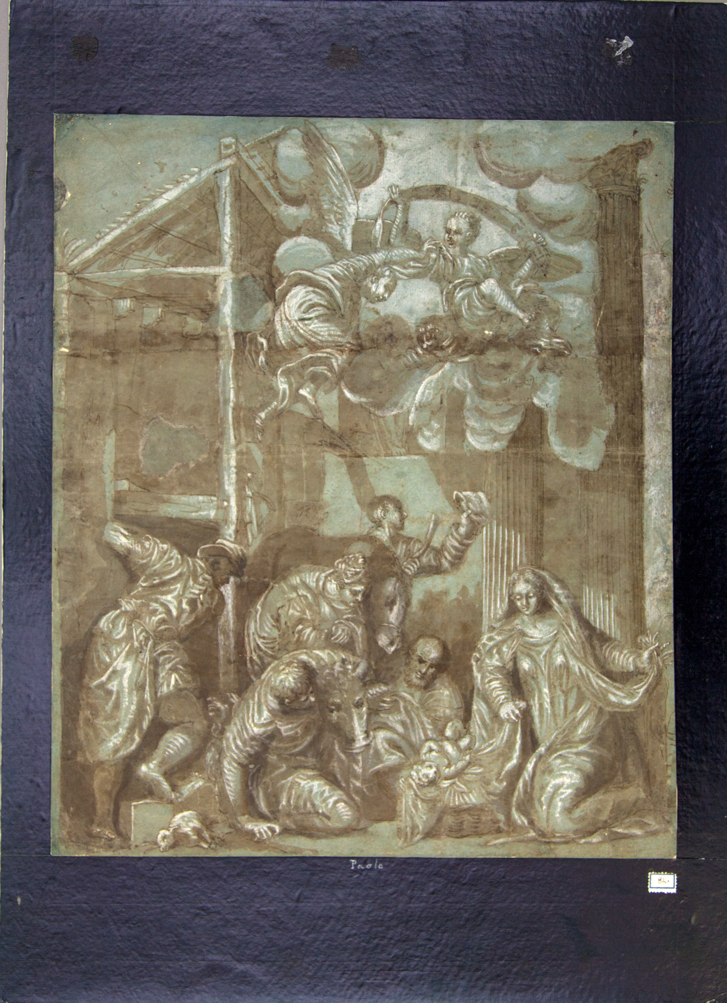 Adorazione dei pastori (cartone di supporto) di Riva, Giuseppe Marco Antonio (attribuito) - ambito veneto (XIX)
