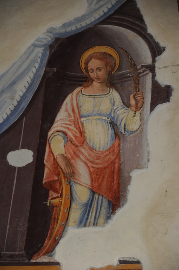 Santa Caterina d'Alessandria (dipinto - dipinto murale) di Carducci Michelangelo (attribuito) - ambito Italia centrale (seconda metà XVI)