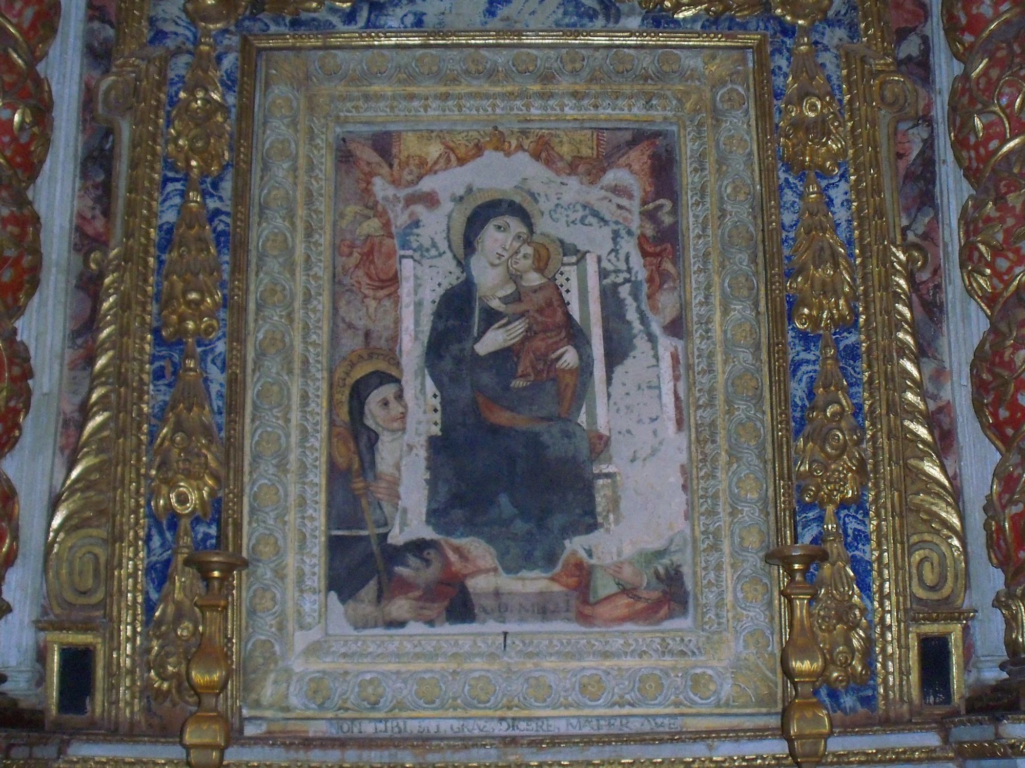 Madonna col Bambino e santi (affresco, opera isolata) - bottega Italia centrale (XIV)