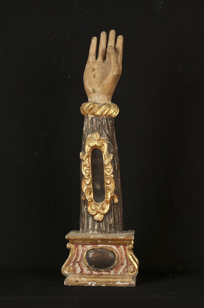 Reliquiario di San Pio, soggetto assente (reliquiario antropomorfo - a braccio, pendant) - bottega umbra (sec. XVII)