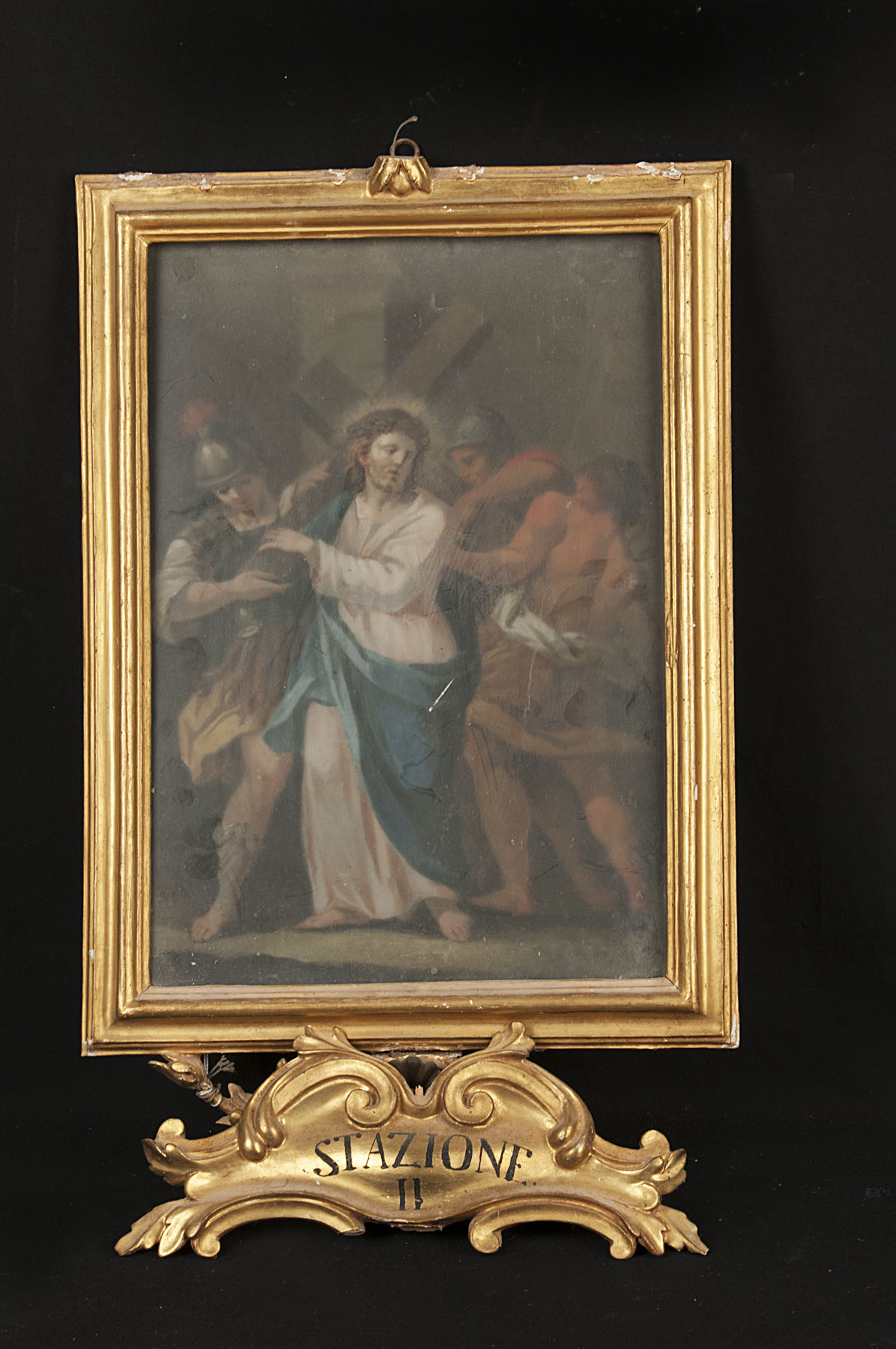 stazione II: Gesù caricato della croce (dipinto, ciclo) di Lucci Filippo (fine sec. XVIII)