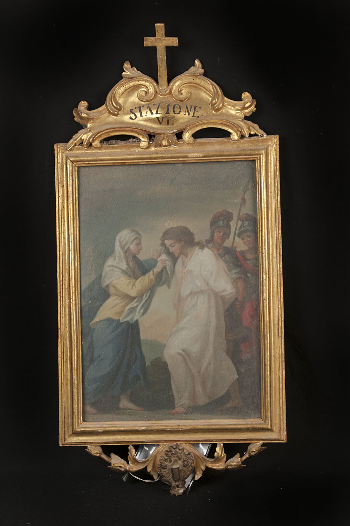 stazione VI: Gesù asciugato dalla Veronica (dipinto, ciclo) di Lucci Filippo (fine sec. XVIII)