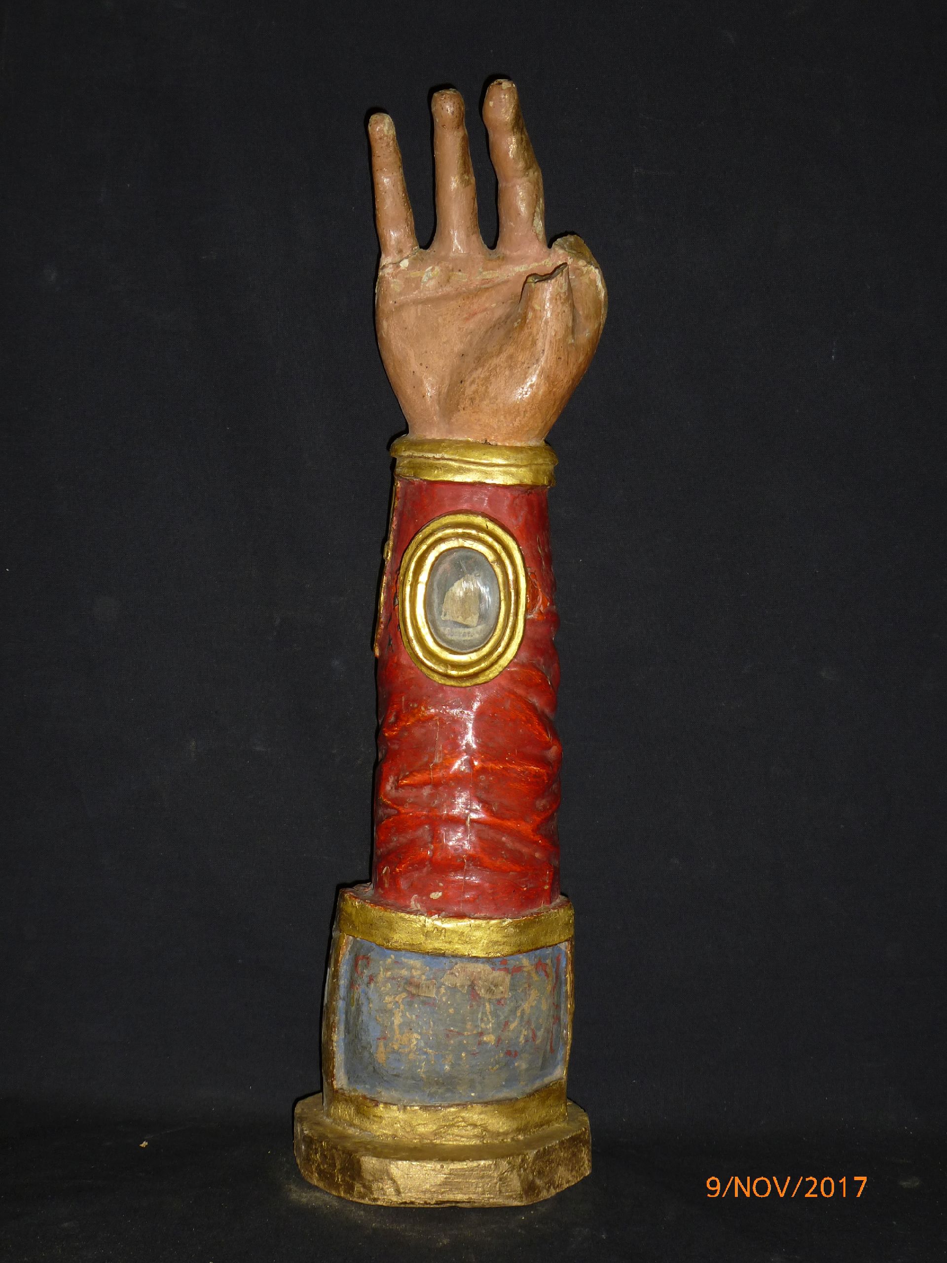 reliquiario antropomorfo - a braccio, opera isolata - ambito umbro-marchigiano (XVII)