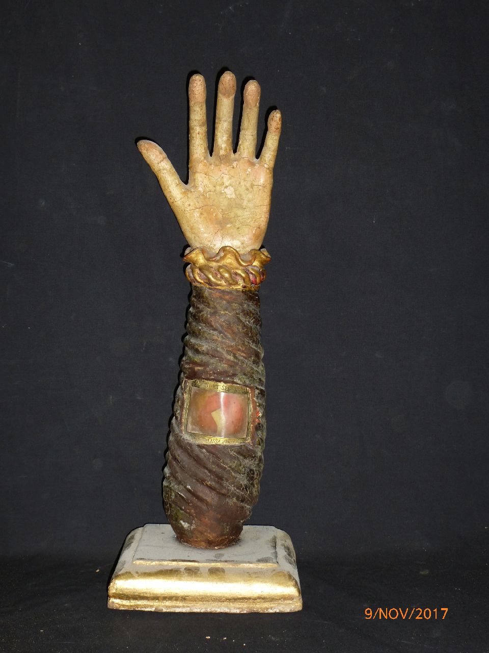 reliquiario antropomorfo - a braccio, opera isolata - ambito umbro-marchigiano (XVII)