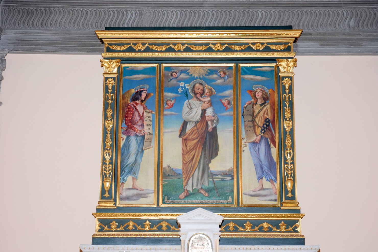 San Giuseppe e Gesù Bambino (trittico, opera isolata) di De Bacci Venuti Gualtiero (sec. XX)