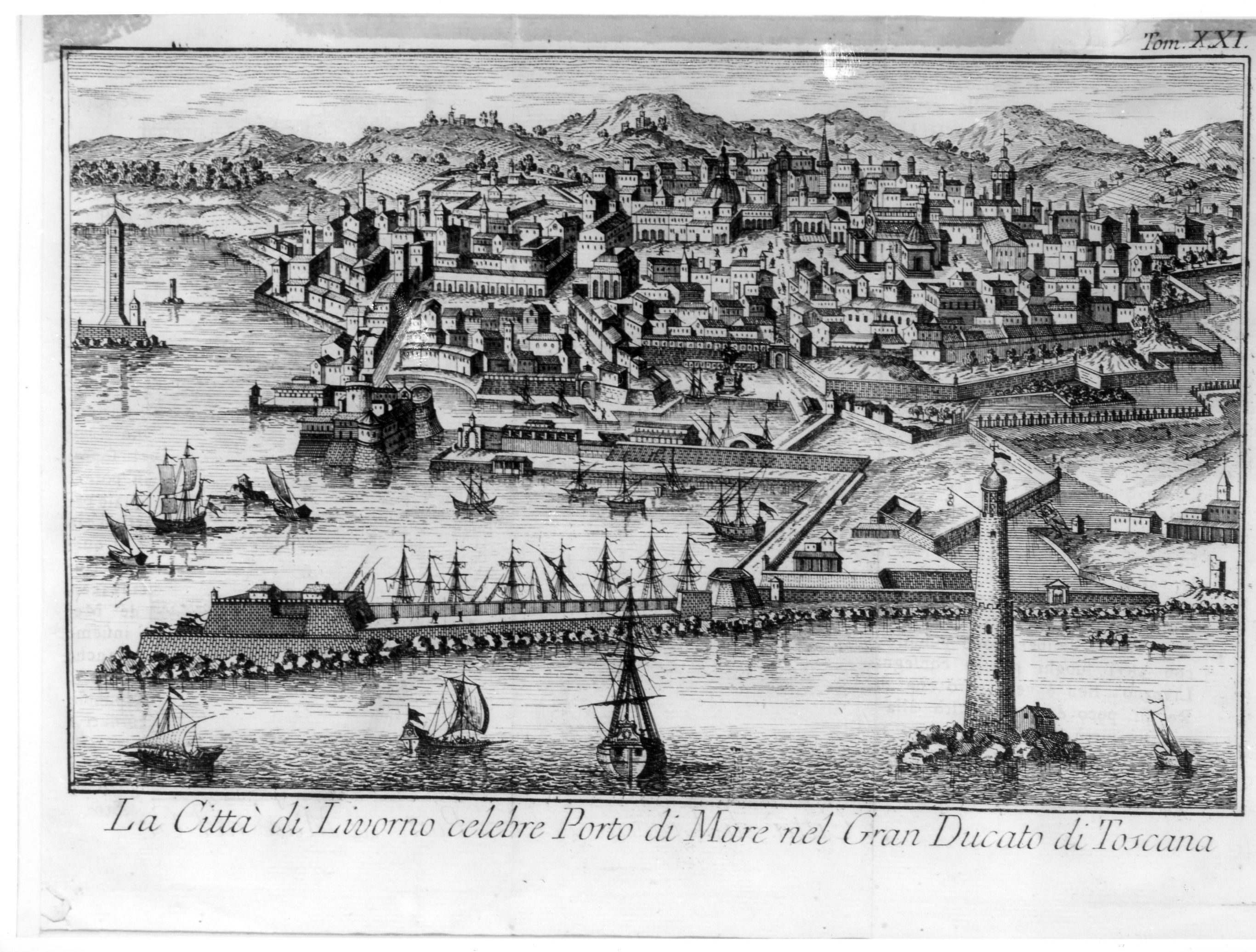 La Città di Livorno celebre Porto di Mare nel Gran Ducato di Toscana, veduta di città (stampa) - ambito Italia centro-settentrionale (prima metà sec. XVIII)