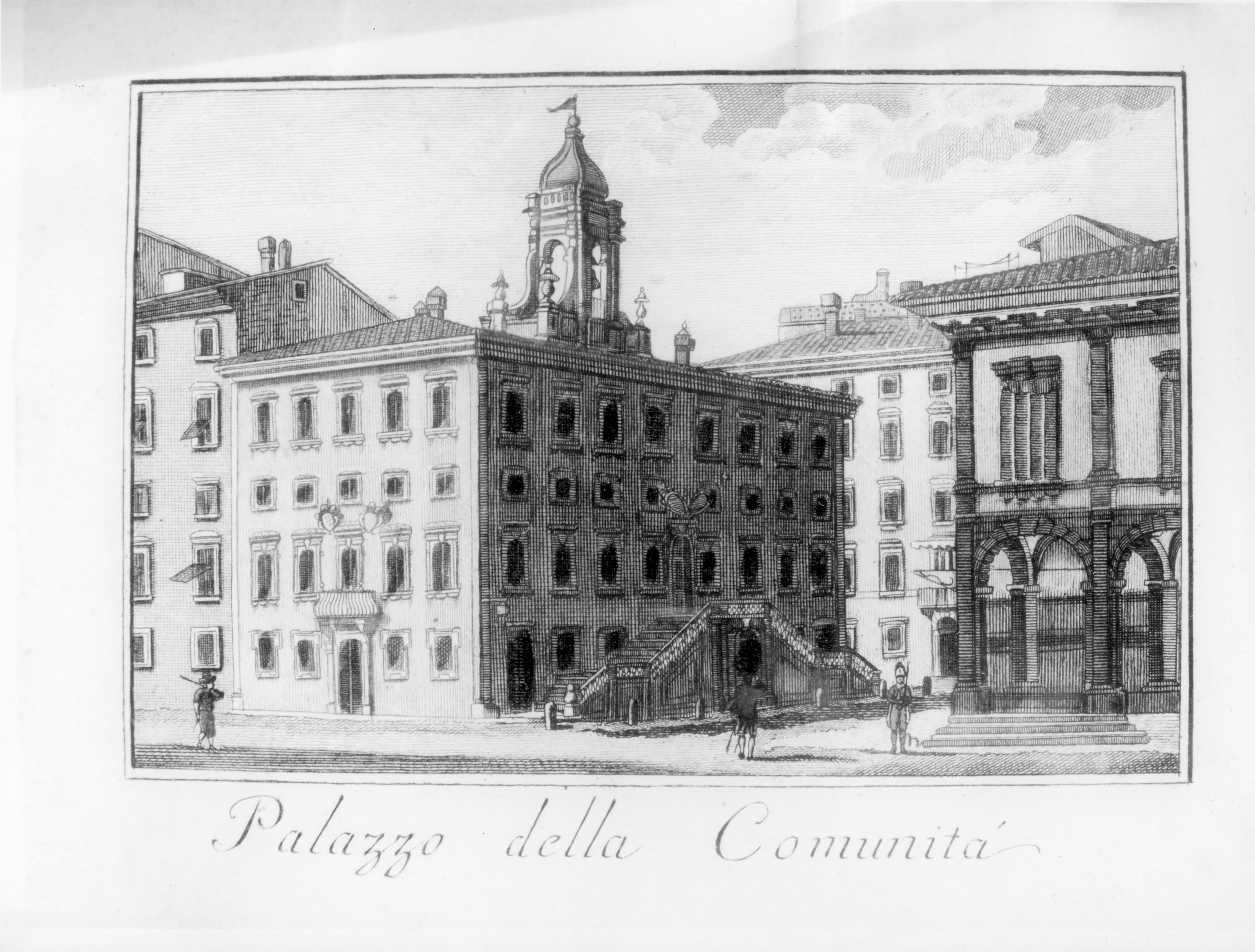Palazzo della Comunità, veduta di città (stampa) - ambito toscano (fine, prima metà sec. XVIII, sec. XIX)