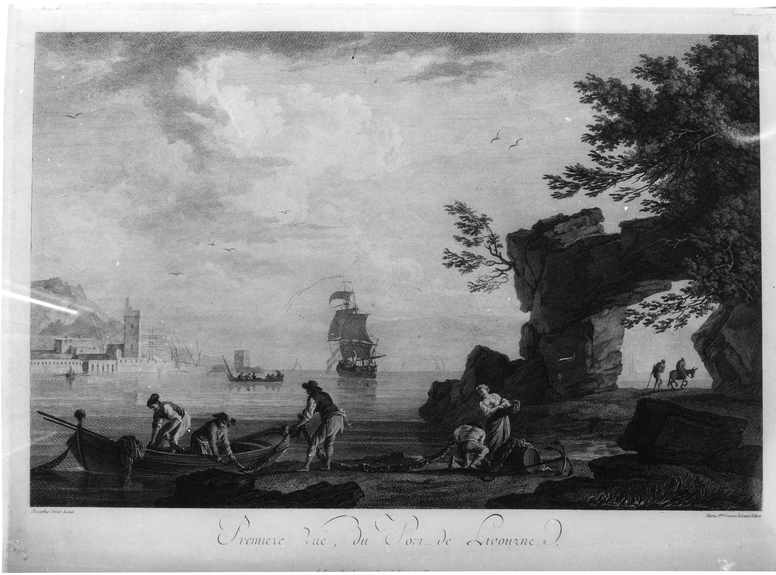 Première vue du Port de Livourne, veduta di città (stampa) di Vernet Joseph, Ozanne Marie Jeanne (metà sec. XVIII)