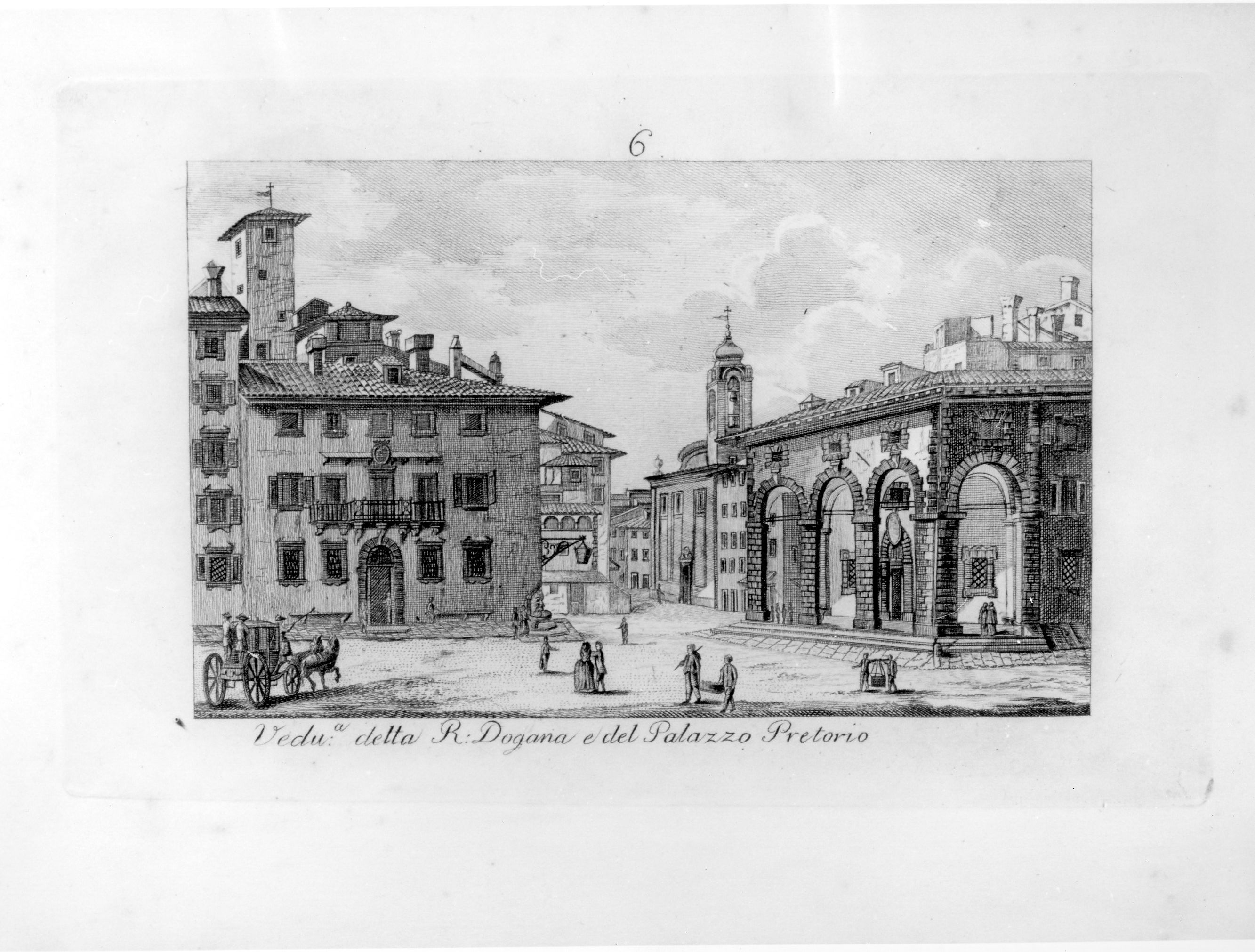 Veduta della R. Dogana e del Palazzo Pretorio, veduta di città (stampa) - ambito toscano (fine sec. XVIII)