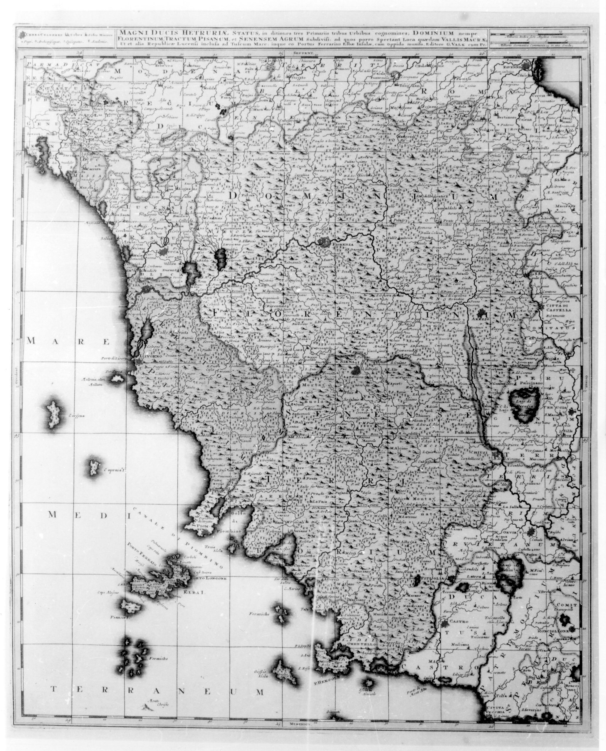 Carta del Gran Ducato di Toscana, veduta di città (stampa) - ambito toscano (sec. XVIII)