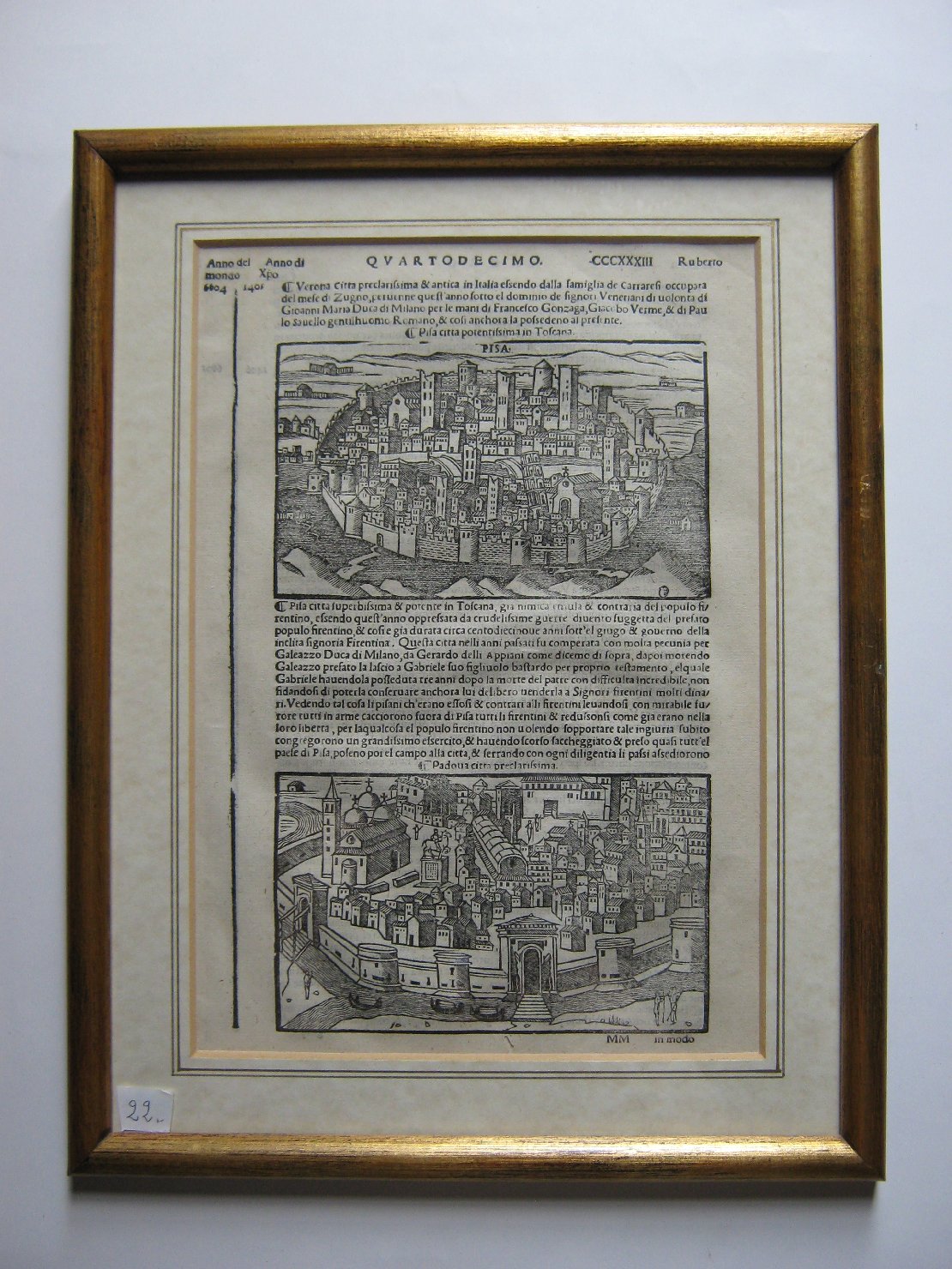 veduta di città (stampa, frammento) di Foresti Jacopo Filippo (secc. XV/ XVI)