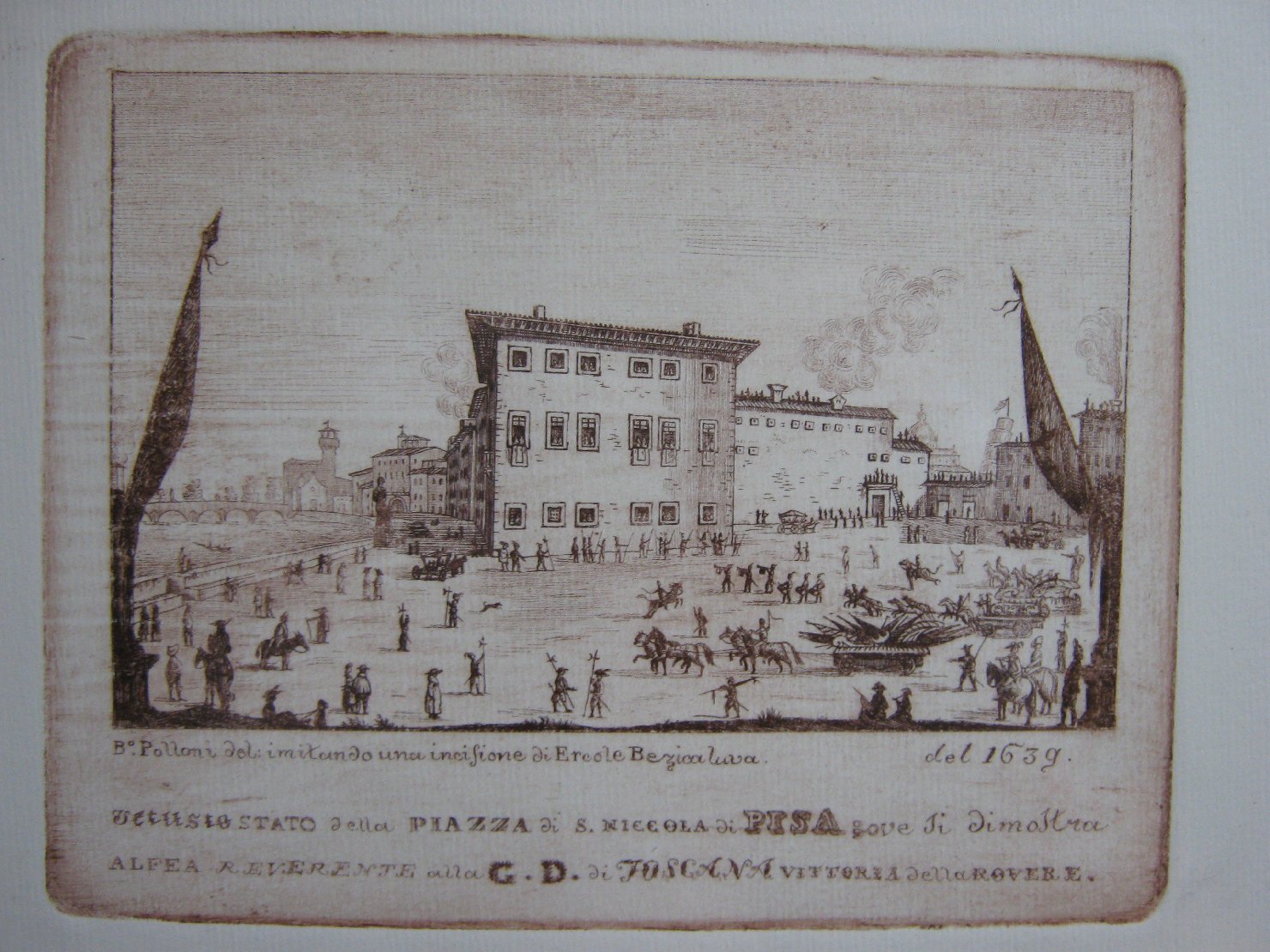 Vetusto stato della Piazza di S. Nicola di Pisa, veduta di città (stampa, frammento) di Polloni Bartolomeo (secondo quarto sec. XIX)