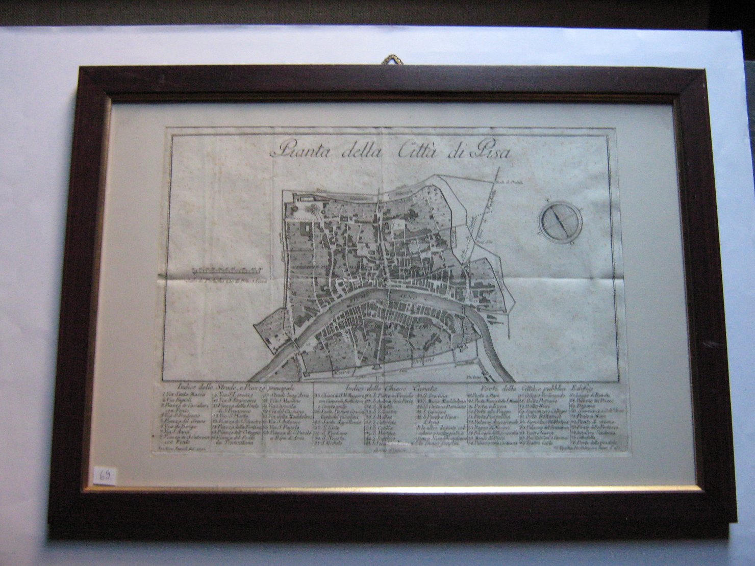 Pianta della Cittï¿½ di Pisa, geografia (stampa, frammento) di Zocchi Cosimo (seconda metï¿½ sec. XVIII)
