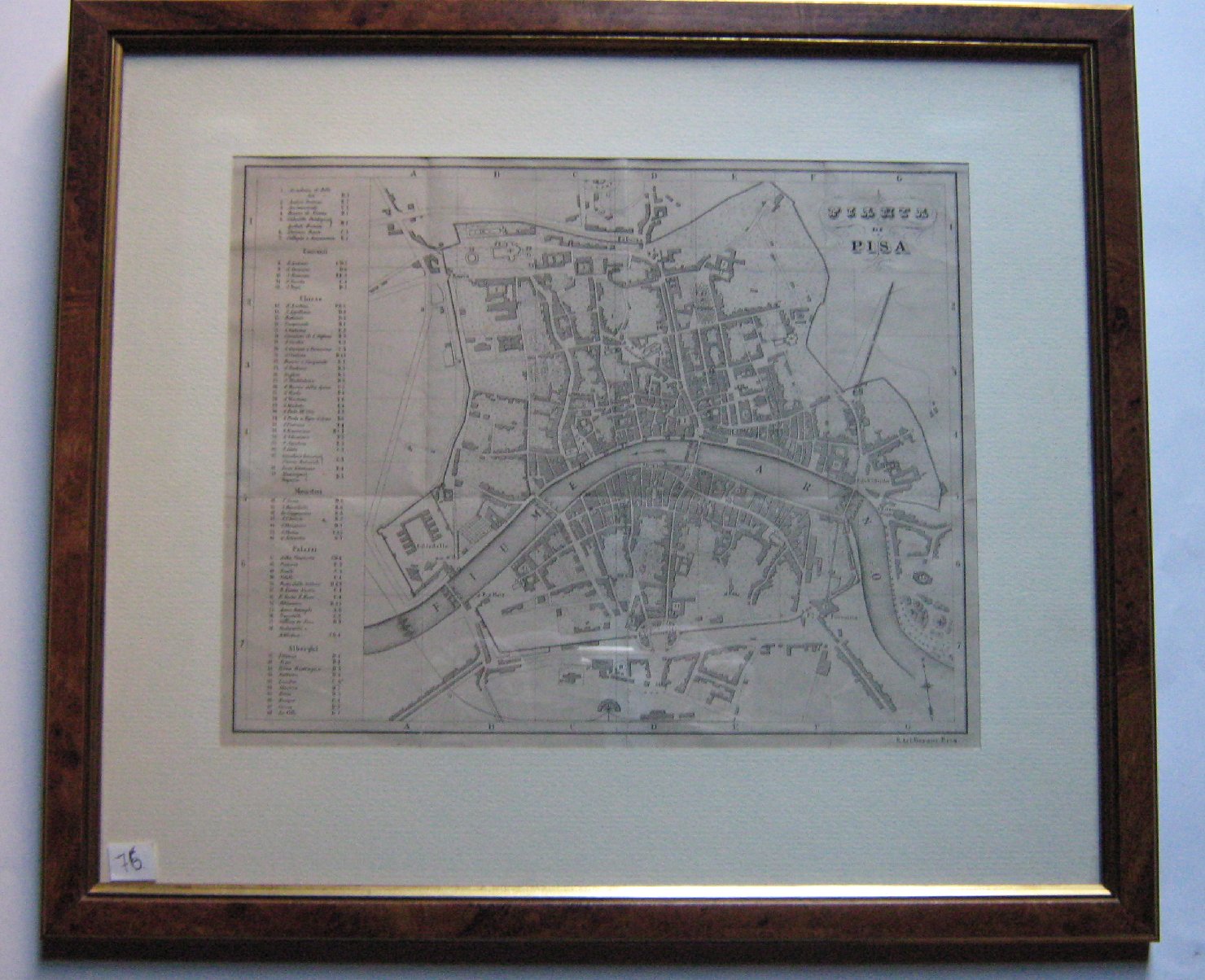 Pianta di Pisa, geografia (stampa, frammento) - ambito italiano (seconda metï¿½ sec. XIX)