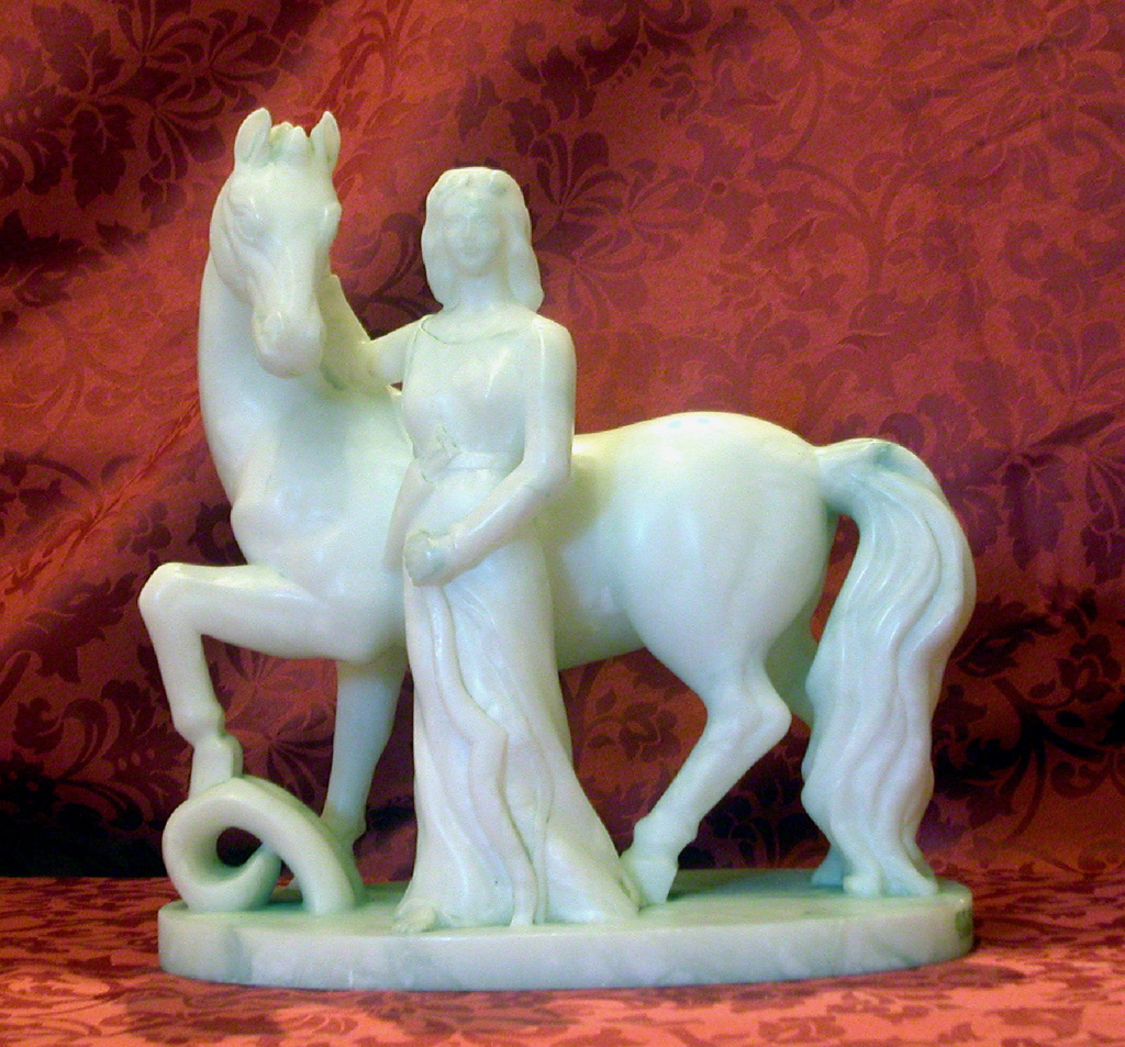 Fanciulla con cavallo (statuetta, opera isolata) - bottega volterrana (secc. XVIII/ XX)