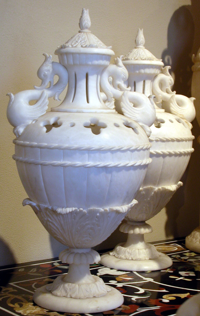 lampada - a vaso, coppia - bottega volterrana (sec. XX)