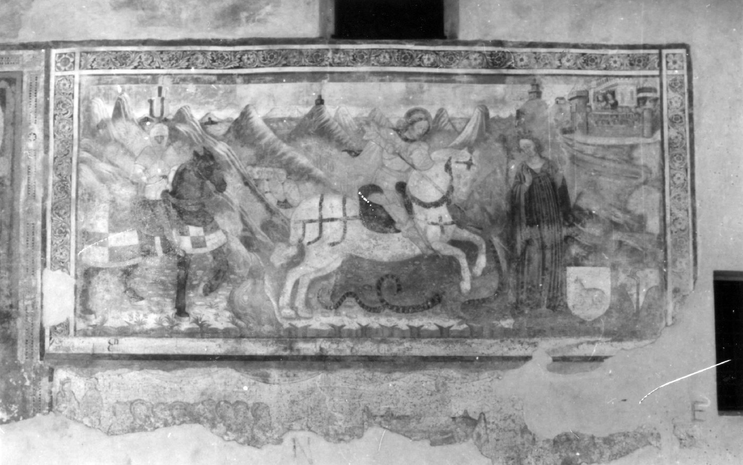 San Giorgio uccide il drago (dipinto murale) - ambito lombardo (fine/ inizio secc. XV-XVI)