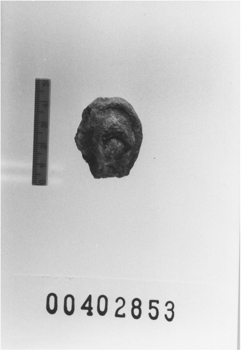 Figura femminile (Testa di statuetta, Comella Gruppo C I a 12) (III a.C, II a.C)