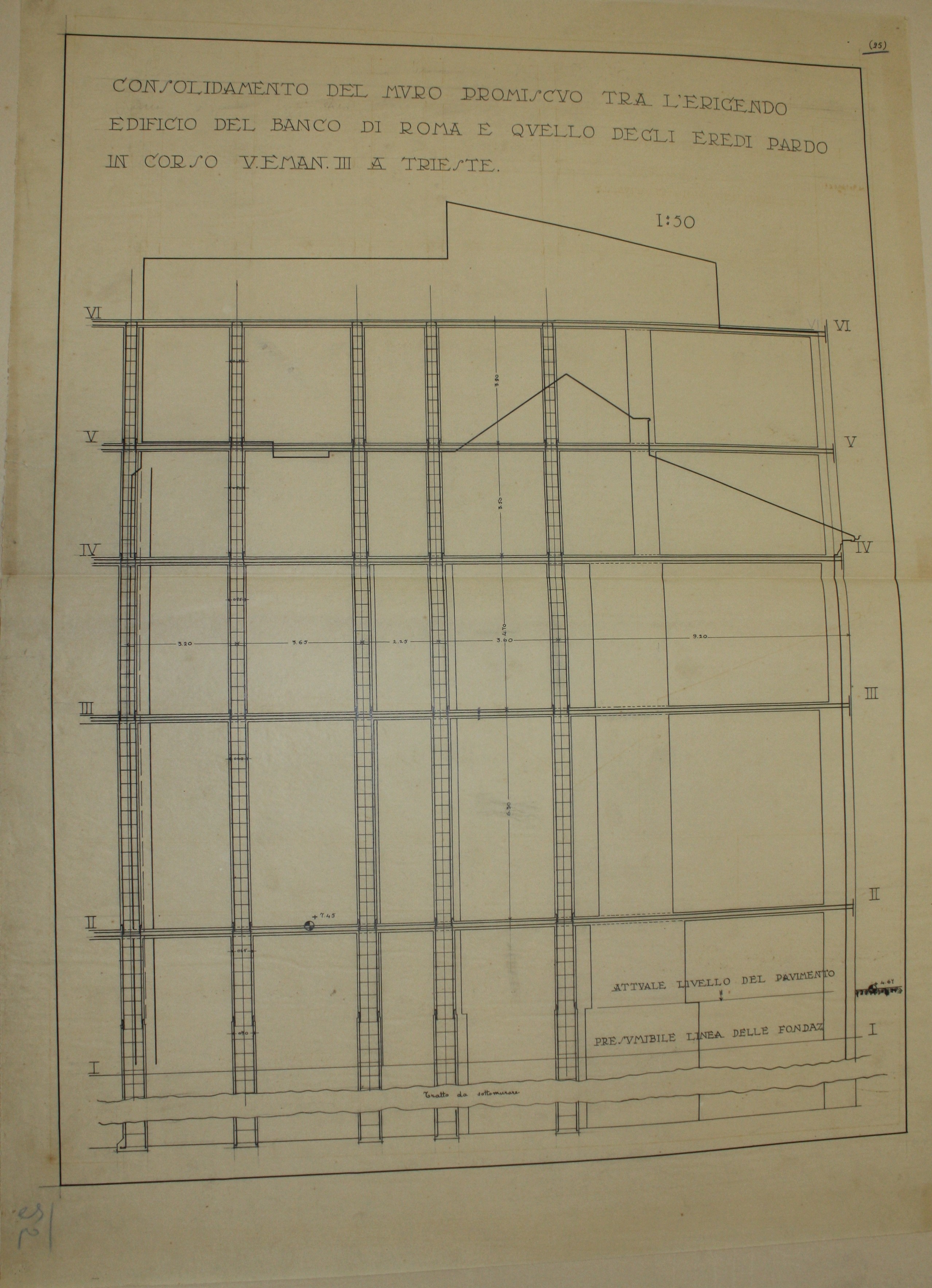 disegno architettonico di Bruno Slocovich - ambito italiano (prima metà XX)